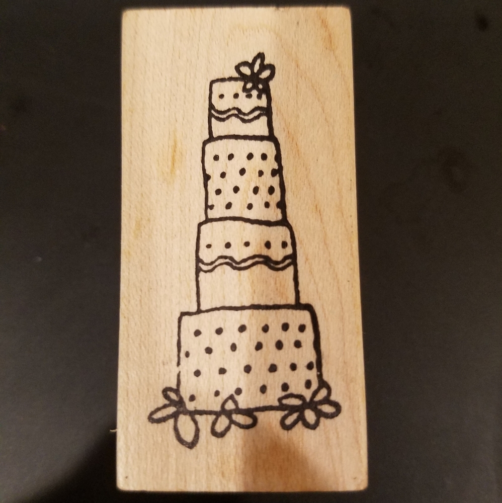 New Paper Source cake tall wooden stamp